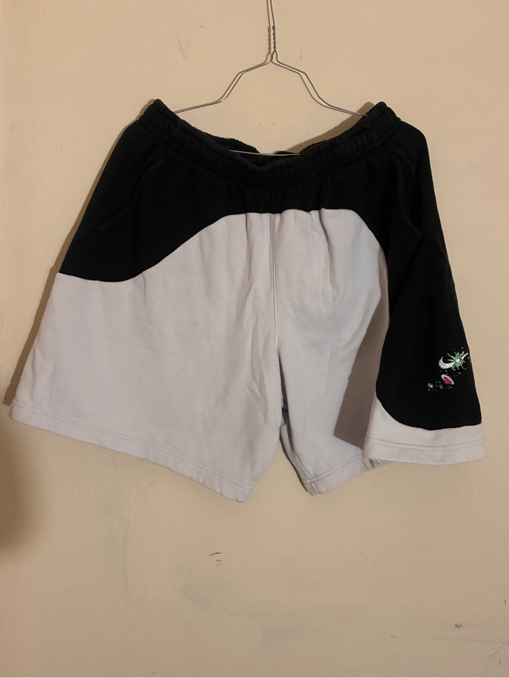 Nike Black and White Colorblock Athletic Shorts with Embroidered Detail